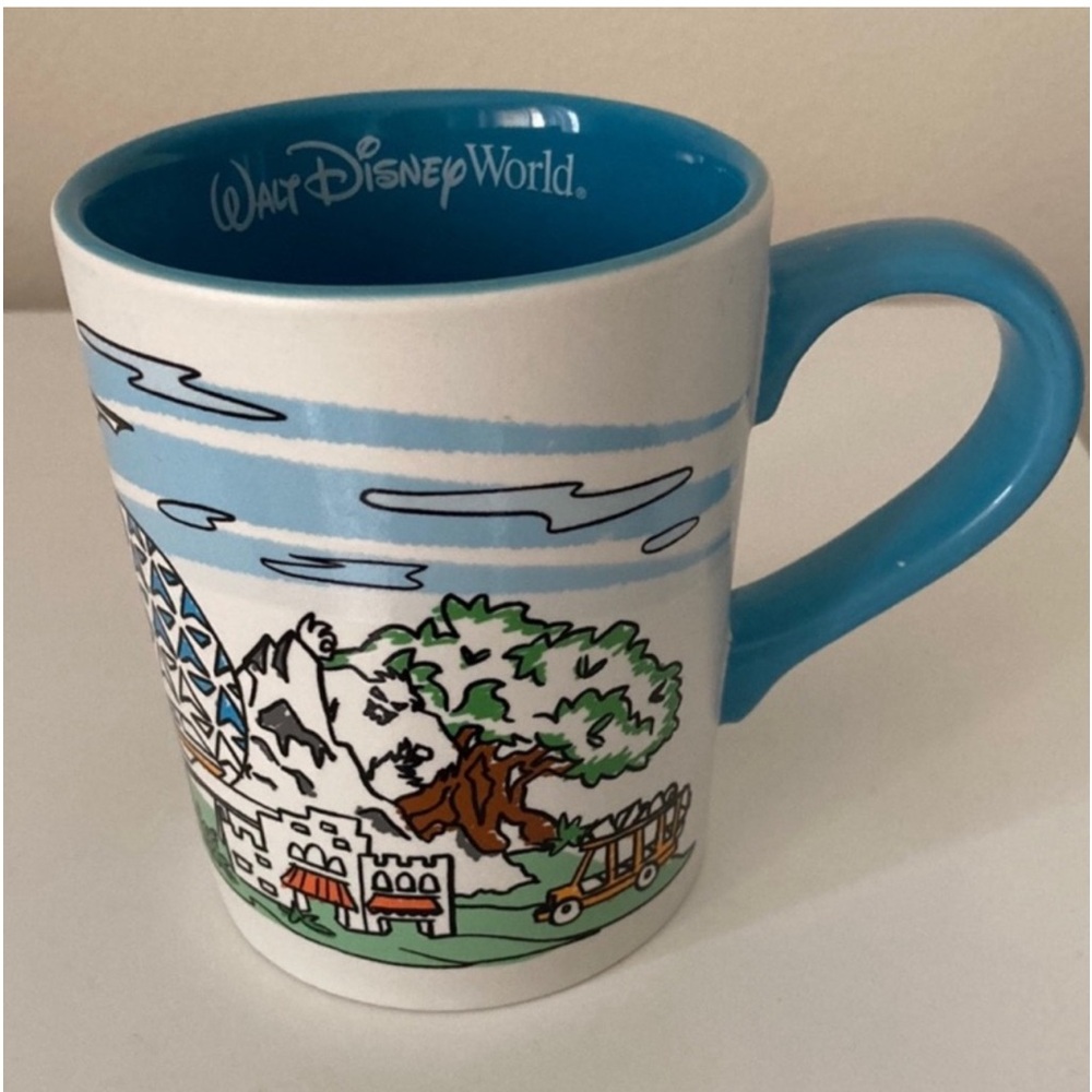 DISNEY Coffee Mug Turquoise blue Walt Disney World Epcot Orlando Florida Large